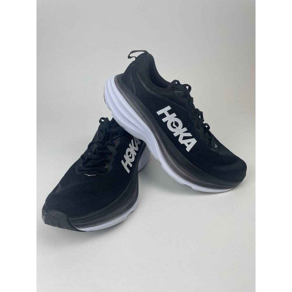 HOKA Bondi 8 Running Shoes Men’s 9.5D Black and White